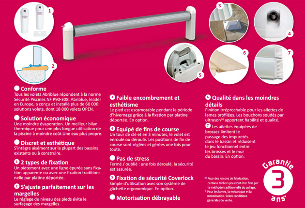 Volet automatique hors d'eau Abriblue OPEN CLASSIC coloris blanc pour piscine 4x8m sans escalier - Volet automatique hors d'eau Abriblue OPEN CLASSIC Esthétique, motorisé et de qualité