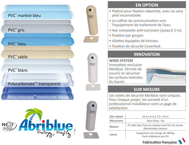 Volet automatique hors d'eau Abriblue OPEN CLASSIC coloris blanc pour piscine 4x8m sans escalier - Le volet automatique hors d'eau Abriblue OPEN CLASSIC Une installation aisée
