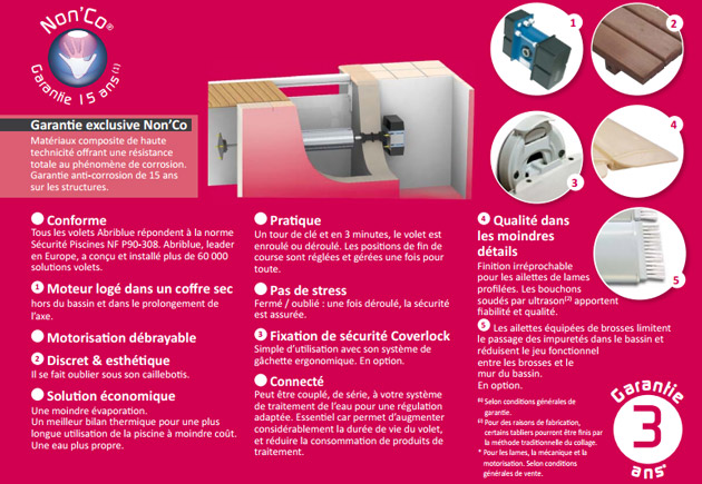 Volet automatique de securite immerge Abriblue IMM'BOX lames et caillebotis PVC blanc pour piscine 6x12m avec escalier Ø - Volet automatique immergé Abriblue IMM'BOX Esthétisme et qualité de fabrication