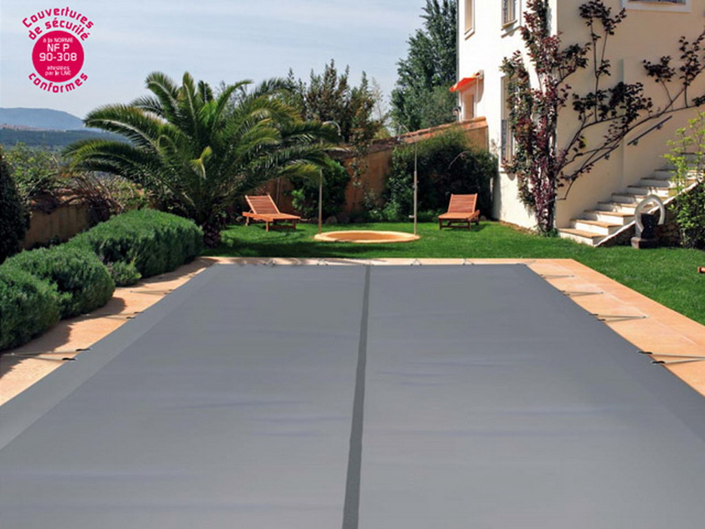 Couverture de securite souple Albiges SKIN FREEZE sable et ivoire geometrique piscine enterree (m²)