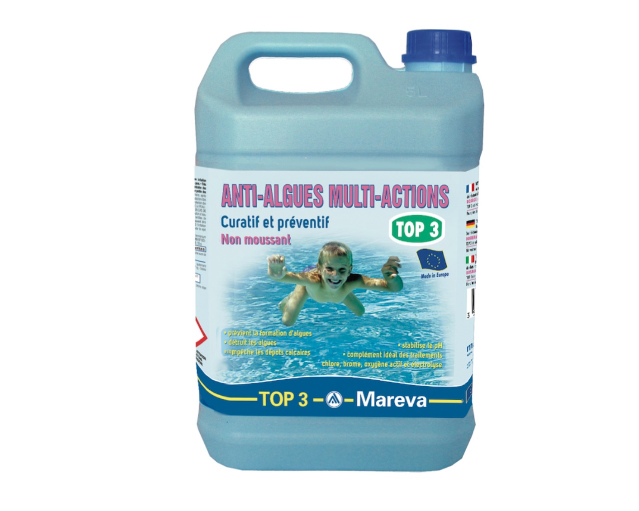 Produit de traitement anti-algues Mareva TOP 3 multi-actions bidon 5L