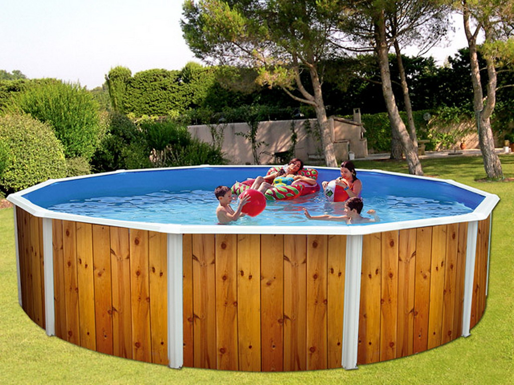 Kit piscine hors-sol acier Toi VETA ronde Ø5.50 x 1.20m decor bois