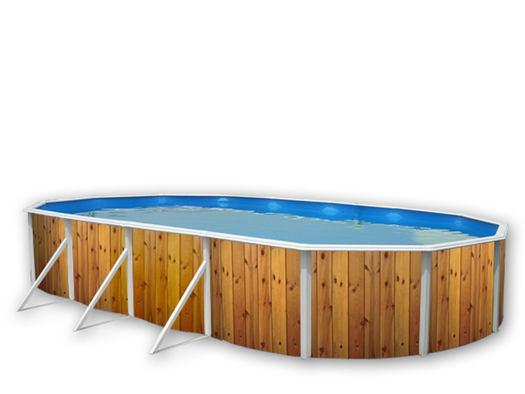 Kit piscine hors-sol acier Toi VETA ovale 7.30 x 3.66 x 1.20m decor bois