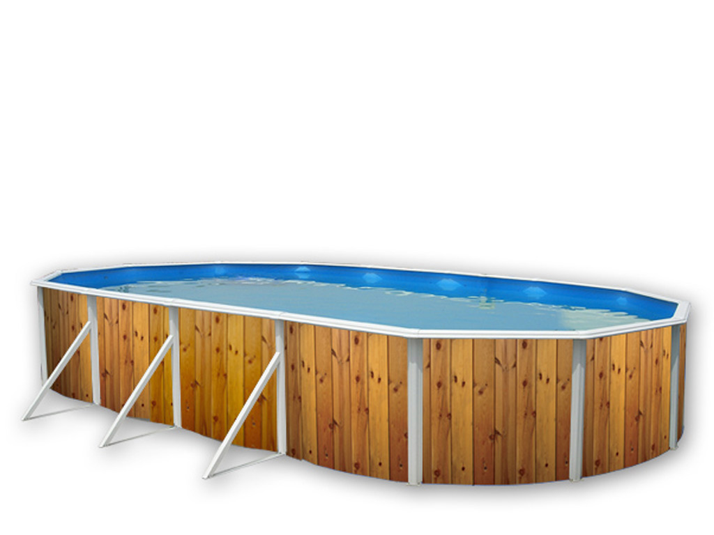 Kit piscine hors-sol acier Toi VETA ovale 9.15 x 4.57 x 1.20m decor bois