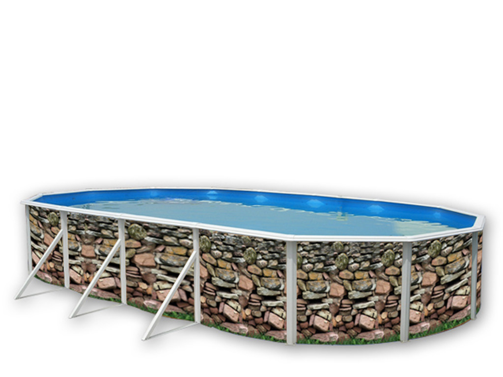 Kit piscine hors-sol acier Toi MURO ovale 9.15 x 4.57 x 1.20m decor pierre