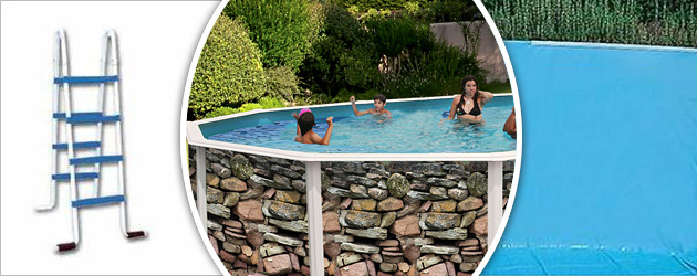 Kit piscine hors-sol acier Toi MURO ovale 5.50 x 3.66 x 1.20m decor pierre - Piscine hors-sol Toi MURO Plaisir et détente à chaque baignade