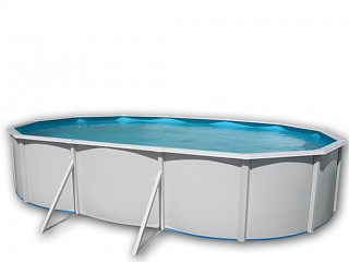 Kit piscine hors-sol acier Toi MALLORCA OVALADA ovale 6.40 x 3.66 x 1.20m decor laque blanc