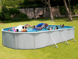 Kit piscine hors-sol acier Toi MALLORCA OVALADA PACK ovale 7.30 x 3.66 x 1.20m laque blanc