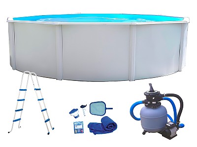 Piscine hors-sol acier Toi CANARIAS ronde Ø4.60x1.20m + kit entretien + couverture