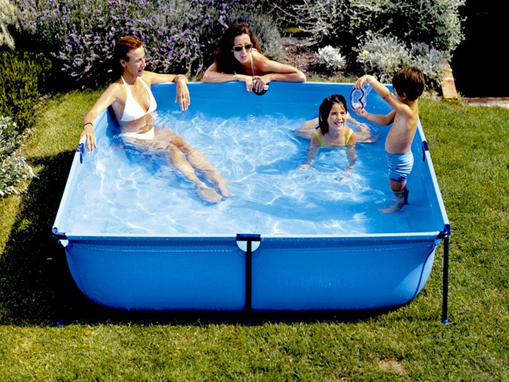 Piscine hors-sol enfant Gre JETPOOL carree 1.90 x 1.90 x 0.45m