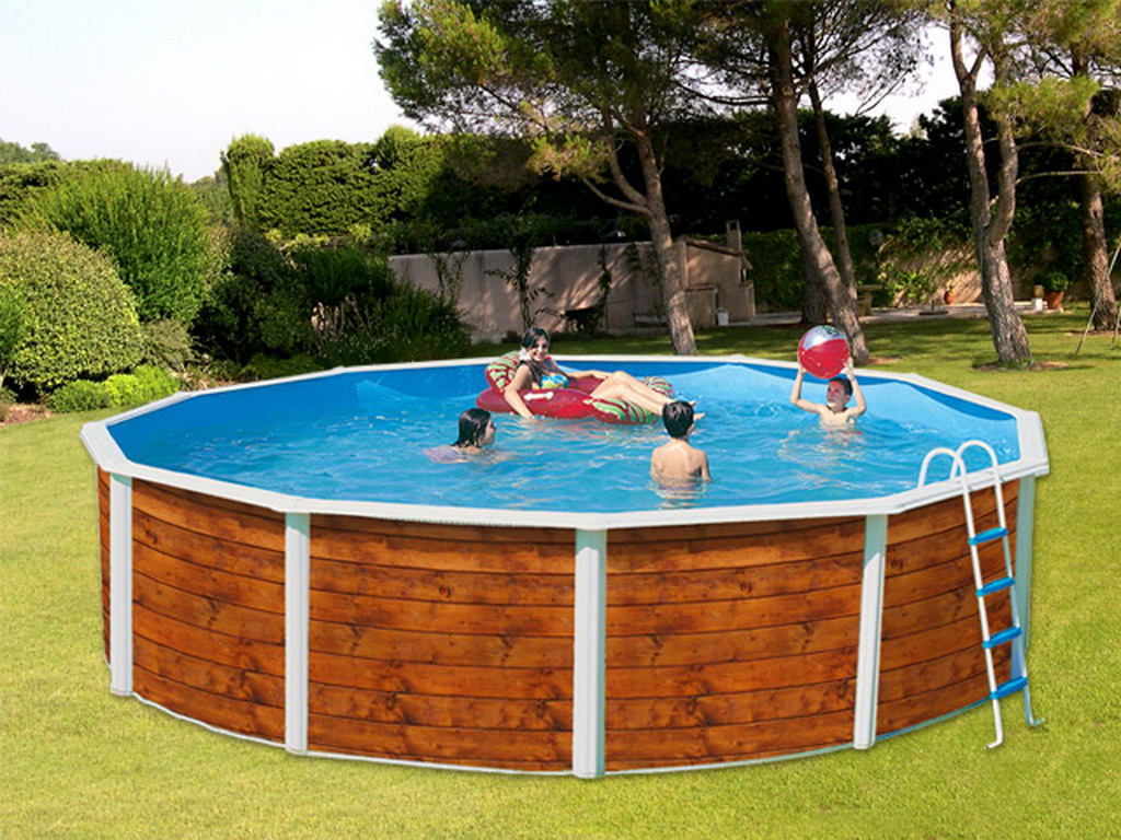 Kit piscine hors-sol acier Toi ETNICA ronde Ø5.50 x 1.20m decor bois