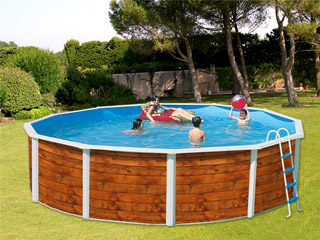 Kit piscine hors-sol acier Toi ETNICA ronde Ø5.50 x 1.20m decor bois