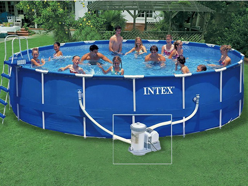 Kit piscine hors-sol Intex METAL FRAME ronde 5.49m x 1.22m filtration cartouche 5.7m3/h