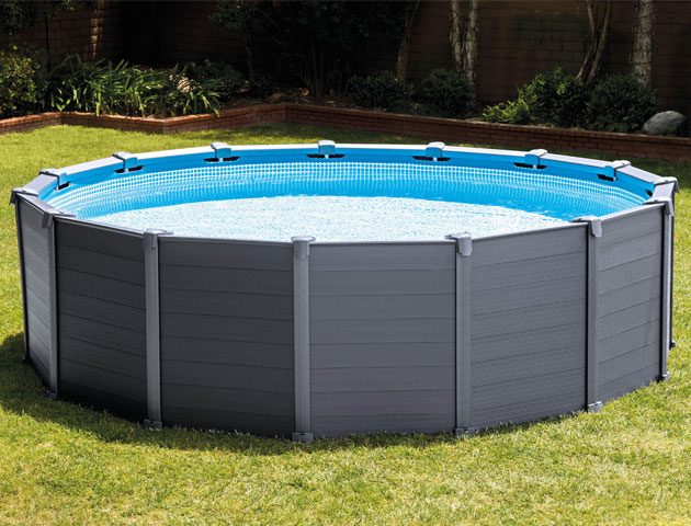 Kit piscine hors-sol Intex GRAPHITE ronde Ø478 x 124cm avec filtration a sable - Galerie photos de la piscine hors-sol Intex GRAPHITE
