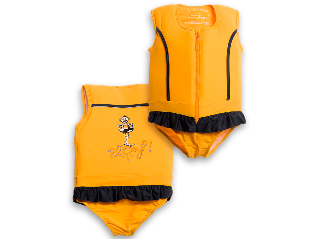 Maillot de bain flottant enfant PLOUF Sportif Jaune fille 4 ans (17/19kg)