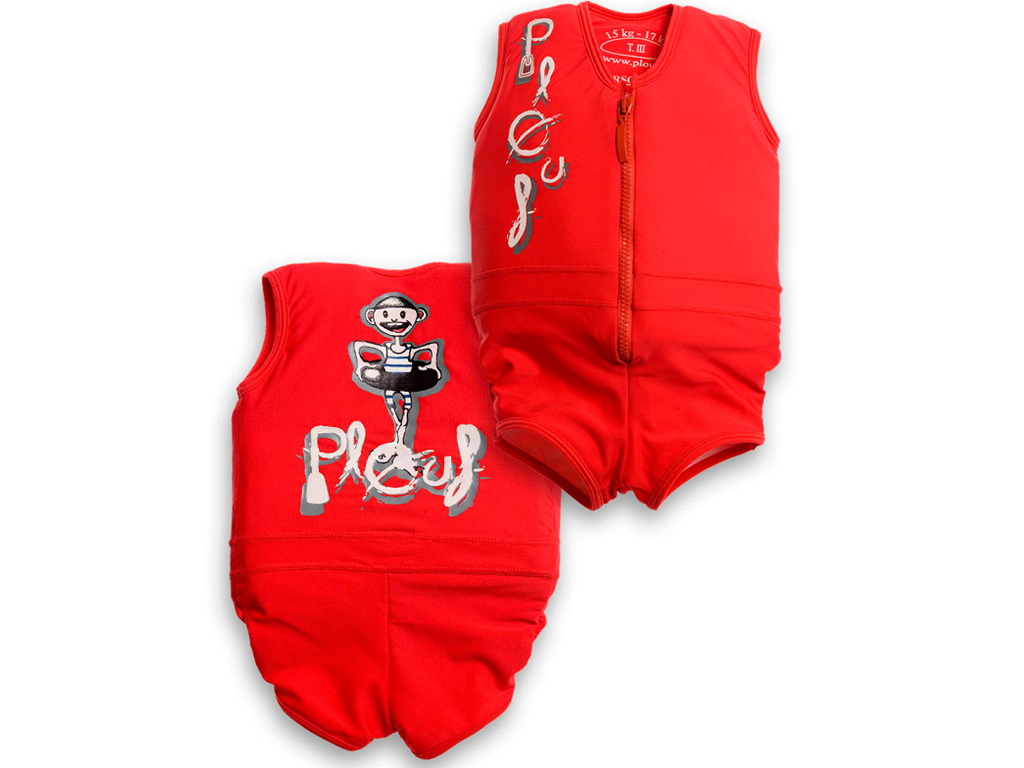 Maillot de bain flottant enfant PLOUF Jim Rouge garcon 3 ans (15/17kg)