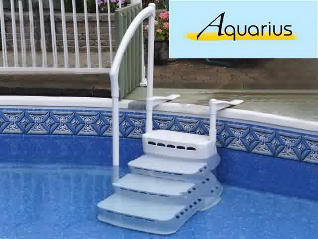 Escalier interieur AQUARIUS PVC 4 marches avec main courante piscine hors-sol