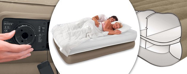 Matelas Airbed gonflable COMFORT Intex 203 x 152 x 48cm avec gonfleur electrique integre - Caractéristiques de l'airbed COMFORT avec gonfleur électrique intégré