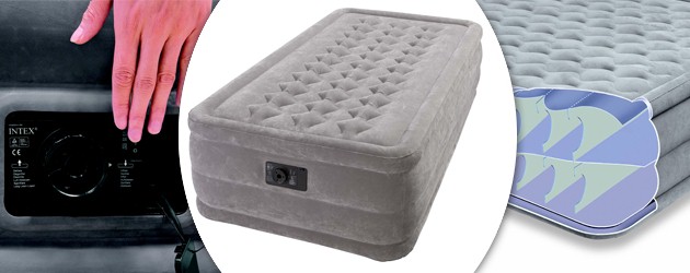 Matelas Airbed gonflable Intex ULTRA PLUSH 203 x 102 x 46cm avec gonfleur electrique integre - Caractéristiques de l'airbed ULTRA PLUSH avec gonfleur électrique intégré