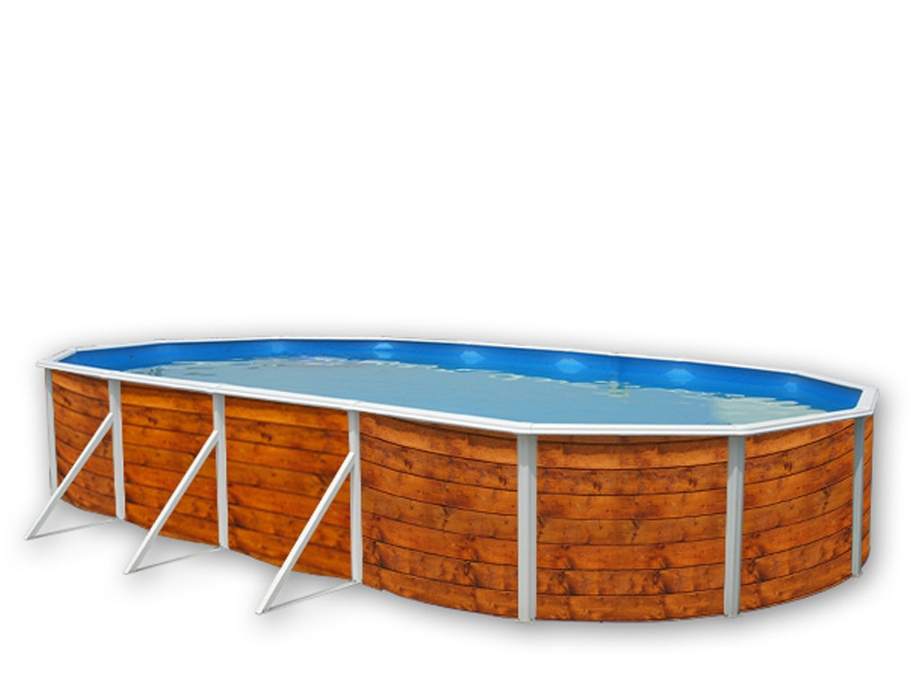 Kit piscine hors-sol acier Toi ETNICA ovale 9.15 x 4.57 x 1.2m decor bois