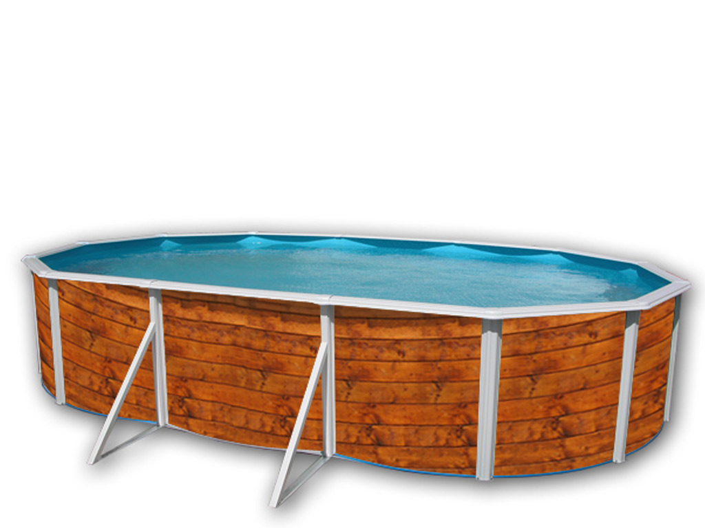 Kit piscine hors-sol acier Toi ETNICA ovale 6.40 x 3.66 x 1.20m decor bois