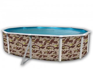 Kit piscine hors-sol acier Toi CAMUFLAJE ovale 5.50 x 3.66 x 1.20m decor camouflage