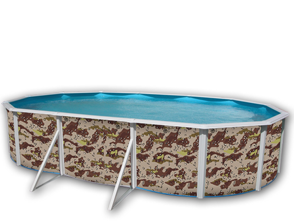 Kit piscine hors-sol acier Toi CAMUFLAJE ovale 6.40 x 3.66 x 1.20m decor camouflage