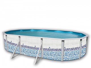 Kit piscine hors-sol acier Toi MOSAICO ovale 6.40 x 3.66 x 1.20m decor mosaique