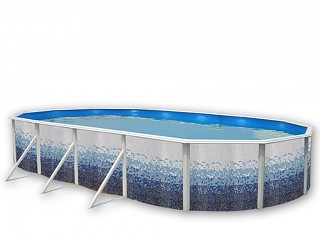 Kit piscine hors-sol acier Toi TRENCADIS ovale 7.30 x 3.66 x 1.20m decor ceramique