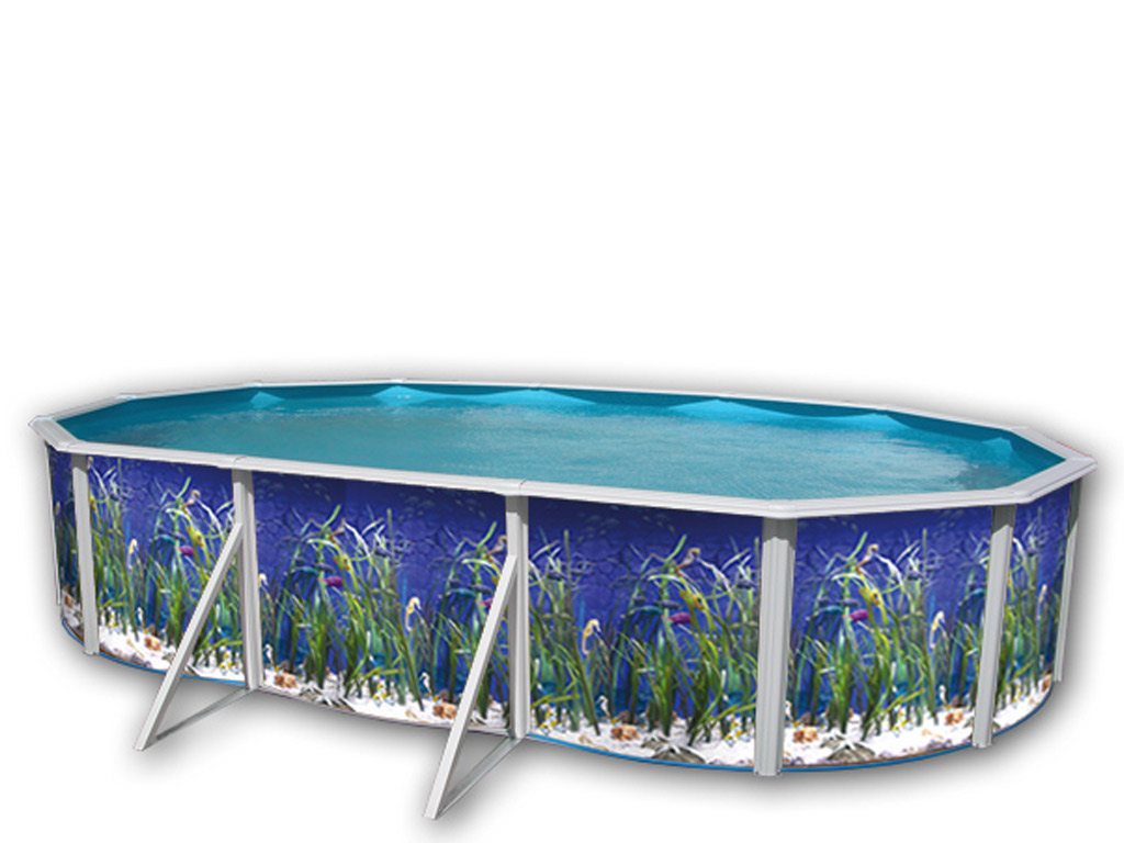 Kit piscine hors-sol acier Toi OCEANO ovale 6.40 x 3.66 x 1.20m decor aquatique