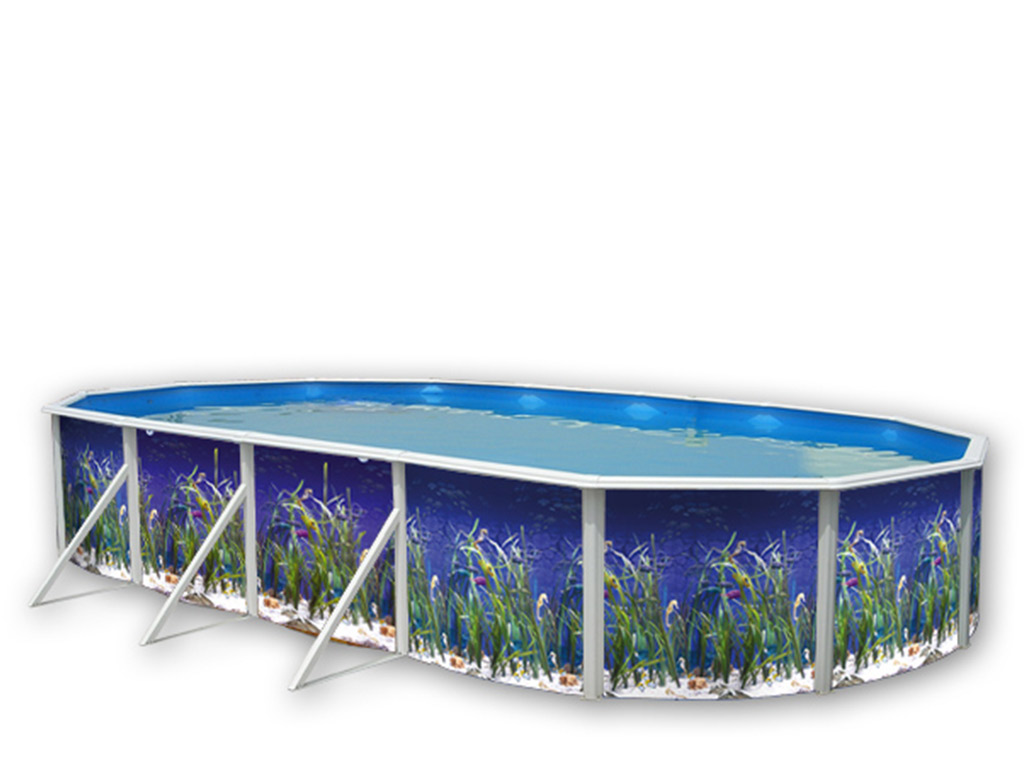 Kit piscine hors-sol acier Toi OCEANO ovale 9.15 x 4.57 x 1.20m decor aquatique