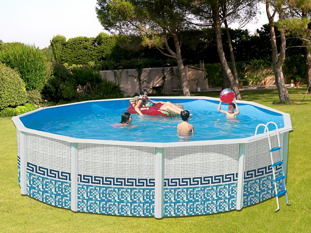 Kit piscine hors-sol acier Toi MOSAICO ronde Ø6.40 x 1.20m decor mosaique