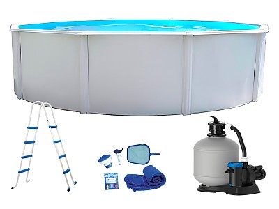 Kit piscine hors-sol acier Toi CANARIAS CIRCULAR PACK ronde Ø6.40 x 1.20m laque blanc