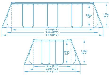 Piscine hors-sol tubulaire Bestway POWER STEEL FRAME POOL rectangulaire 404x201x100cm filtration sable - Caractéristiques techniques