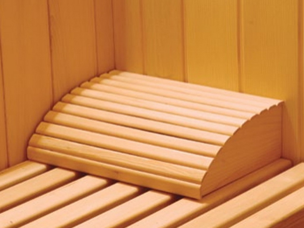 Repose-tete ergonomique en bois pour sauna infrarouge ou a vapeur