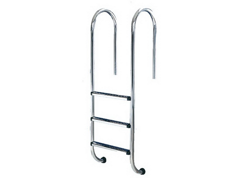 Echelle piscine enterree droite acier inoxydable 4 marches a sceller