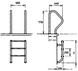 Echelle piscine enterree 2 parties acier inoxydable a visser - Dimensions de l'échelle piscine enterrée 2 parties