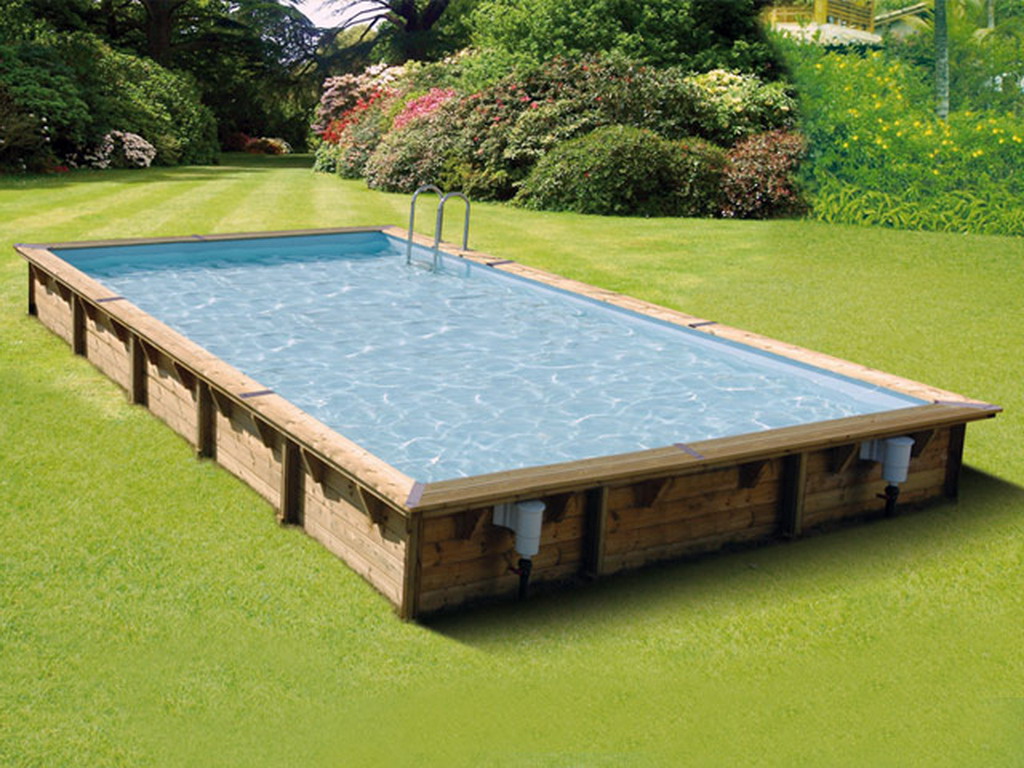 Piscine bois Ubbink LINEA rectangulaire 500x800x140cm liner bleu