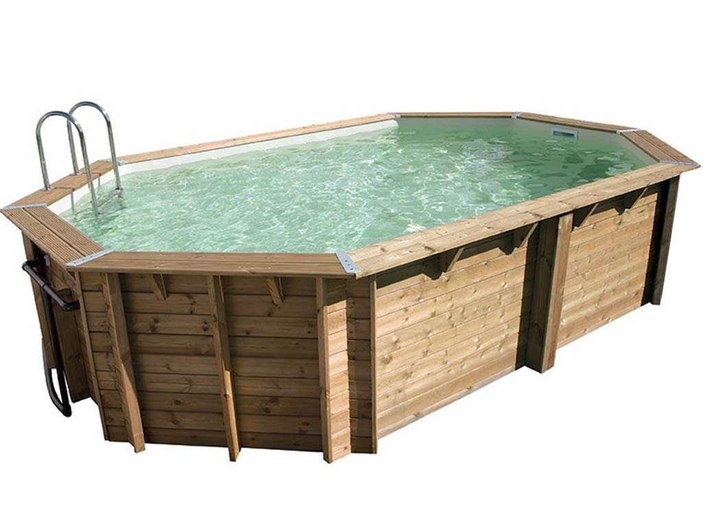 Piscine bois Ubbink OCEA octogonale 400x610x130cm liner beige