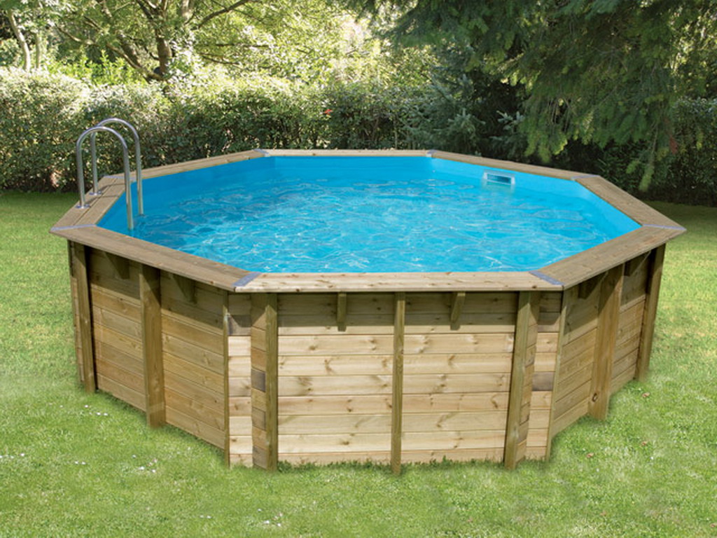 Piscine bois Ubbink OCEA octogonale Ø580x130cm liner bleu