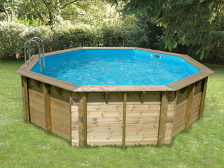 Piscine bois Ubbink OCEA octogonale Ø580x130cm liner bleu