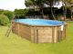 Piscine hors-sol bois BWT myPOOL ODYSSEA OCTO+ 640 H146cm margelles havane liner bleu