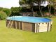 Piscine hors-sol bois BWT myPOOL ODYSSEA OCTO+ 840 H133cm margelles havane liner bleu