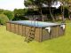 Piscine hors-sol bois BWT myPOOL ODYSSEA RECTANGLE 8x4 H146cm margelles et liner gris