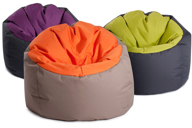 Poire Jumbo Bag BOWLY 70 x 70cm coloris gris et aubergine - Jumbo Bag Un pouf hyper tendance au service de votre relaxation