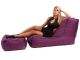 Fauteuil Jumbo Bag LAZY 65 x 65 x 110cm avec repose-pieds coloris aubergine