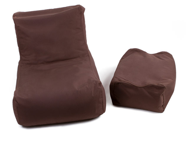 Fauteuil Jumbo Bag LAZY 65 x 65 x 110cm avec repose-pieds coloris chocolat - Jumbo Bag Un fauteuil hyper tendance au service de votre relaxation