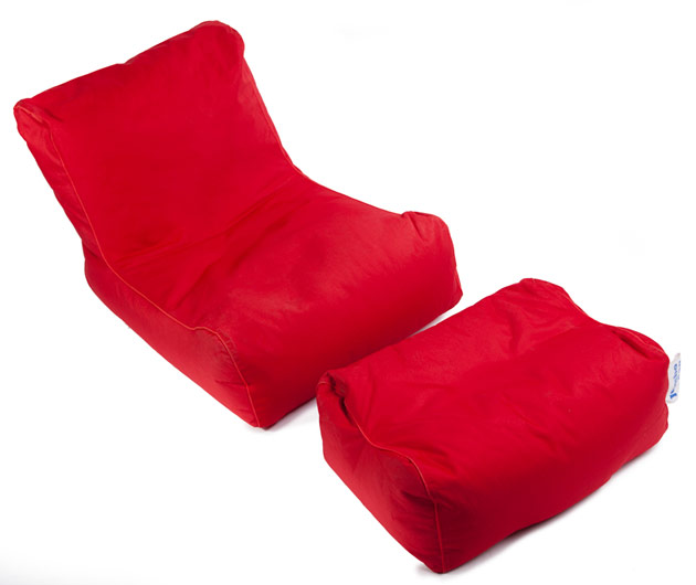 Fauteuil Jumbo Bag LAZY 65 x 65 x 110cm avec repose-pieds coloris rouge - Jumbo Bag Un fauteuil hyper tendance au service de votre relaxation