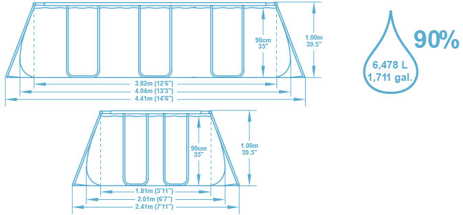 Kit piscine tubulaire Bestway POWER STEEL FRAME POOL rectangulaire 404x201x100cm - Caractéristiques techniques piscine Bestway POWER STEEL FRAME POOL 