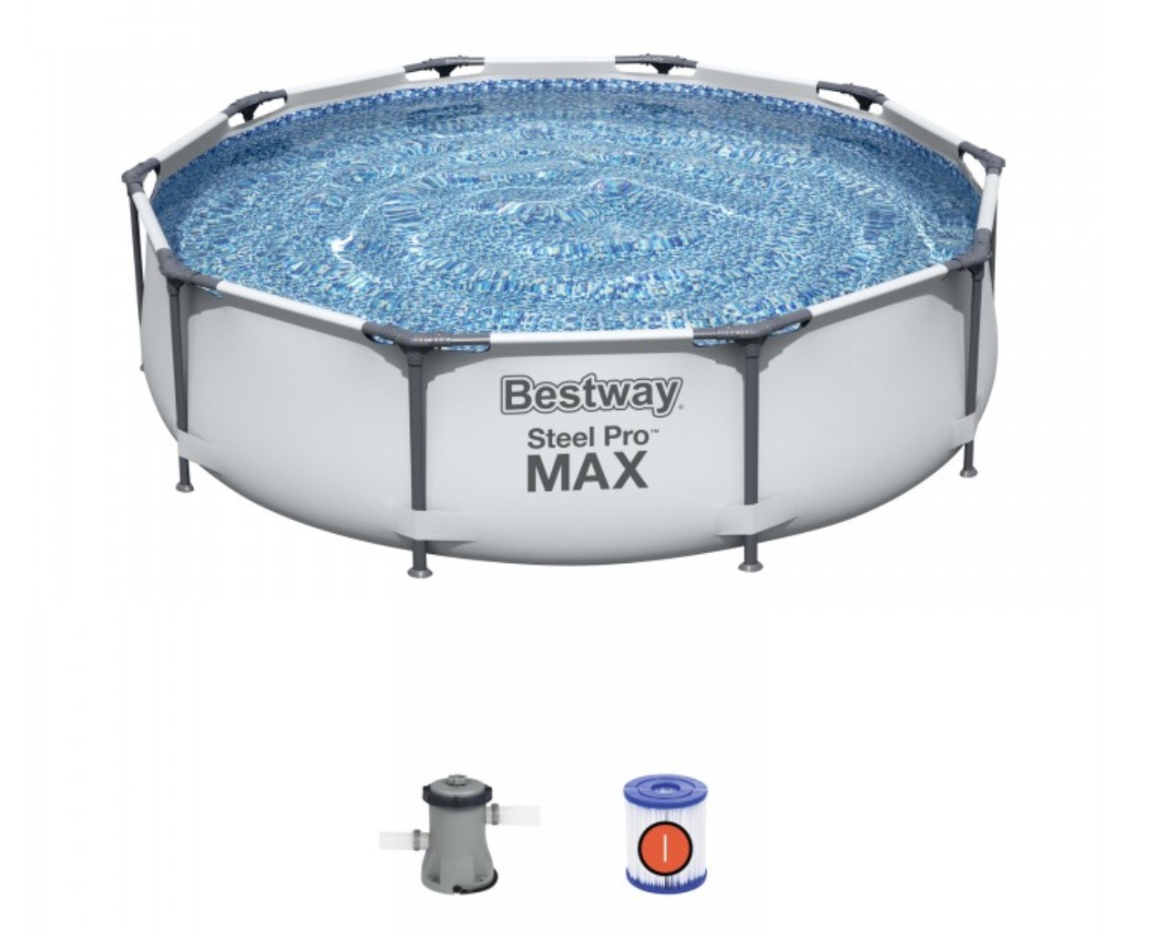 Kit piscine Bestway STEEL PRO MAX POOL ronde Ø305 x 76cm filtration cartouche